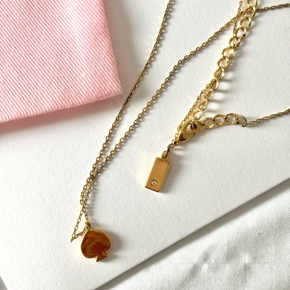 Kate Spade Gold Pendant Necklace with Pink Pouch - Picture 4 of 4